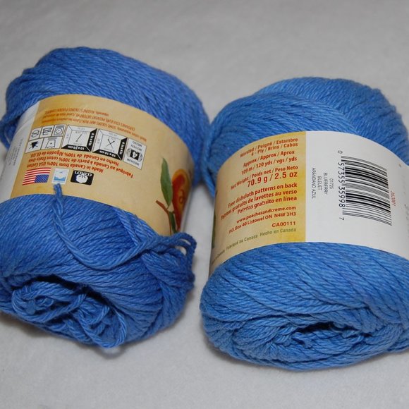 Peaches & Creme Other - Mixed Dye Lot of 2, Peaches & Cream Cotton Yarn, Blueberry